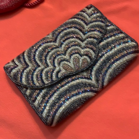 VINTAGE BEADED EVENING CLUTCH UNBRANDED VTG ART DECO - Picture 2 of 11